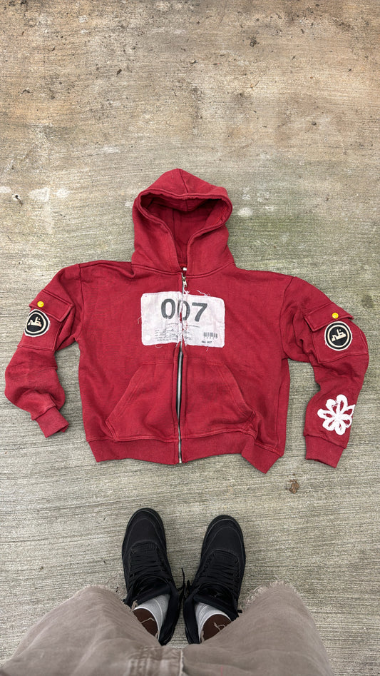 “BLOODY RED” 007 ZIP UP